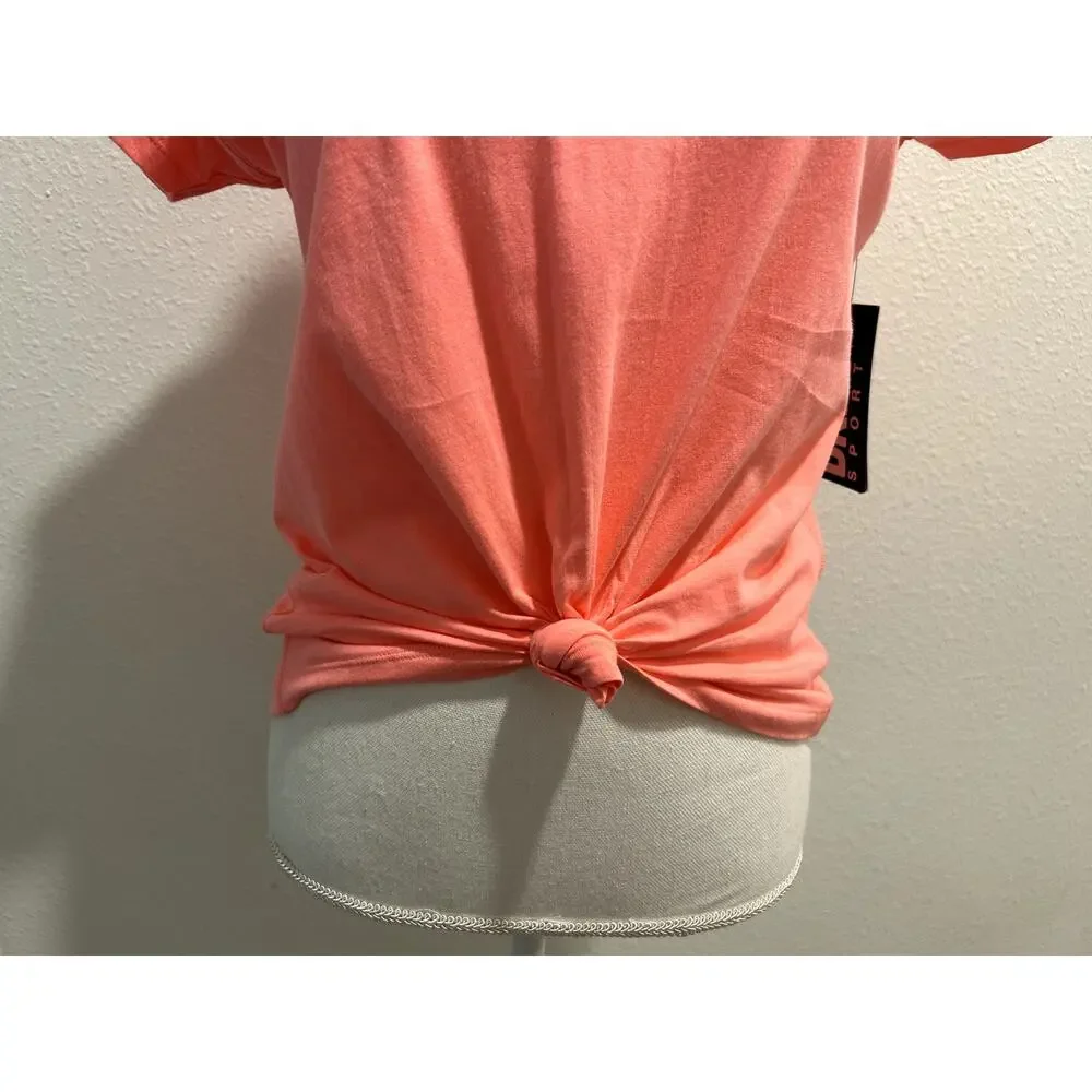 DKNY Sport Womens Cotton Stud Logo Knot Front T-Shirt Tee Top Sz XS 100% Cotton - Picture 5 of 9